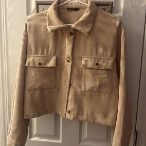 SHEIN Beige Corduroy Utility Jacket